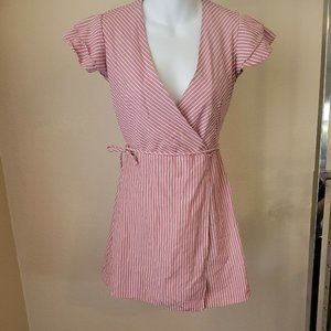 Francesca’s Harper Heritage Pink & White Stripes Wrap Dress XXS